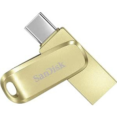 SanDisk Ultra Dual Drive Luxe USB Type-C Drive viedtālruņa atmiņa 128 GB (mobilā atmiņa, USB 3.2 Gen 1, rotējošs dizains, 400 MB/s lasīšana, USB disks, automātiska dublēšana) Gold