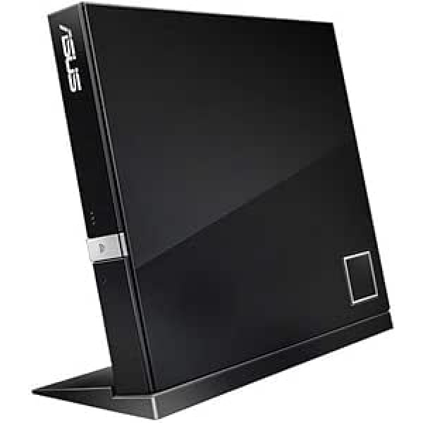 ASUS SBW-06D2X-U Blu-ray Slim-Brenner (M-Disc-Unterstützung, saderīgs ar Windows 7/8/10/11 un Mac OS, 6 fache Blu-ray-Lesegeschwindigkeit) schwarz