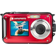 AgfaPhoto Photo Realishot WP8000 ūdensizturīga digitālā kamera 24MP Full HD video dubultā LCD ekrāns 16x digitālā tālummaiņa digitālais stabilizators litija akumulators sarkans