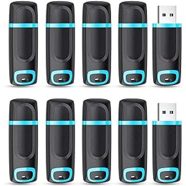 Vansuny Pack of 10 USB Sticks 32 GB Pack of 10 USB Stick 32 GB USB 2.0 Data Storage Backup for PC/Desktop/Laptop/Car Audio/Game Consoles (Cyan)