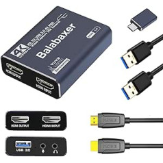 Balabaxer 4K Audio Video Capture Card USB 3.0 with HDMI Cable Full HD 1080P Recorder for Video Editing, Game Recording, Online Teaching