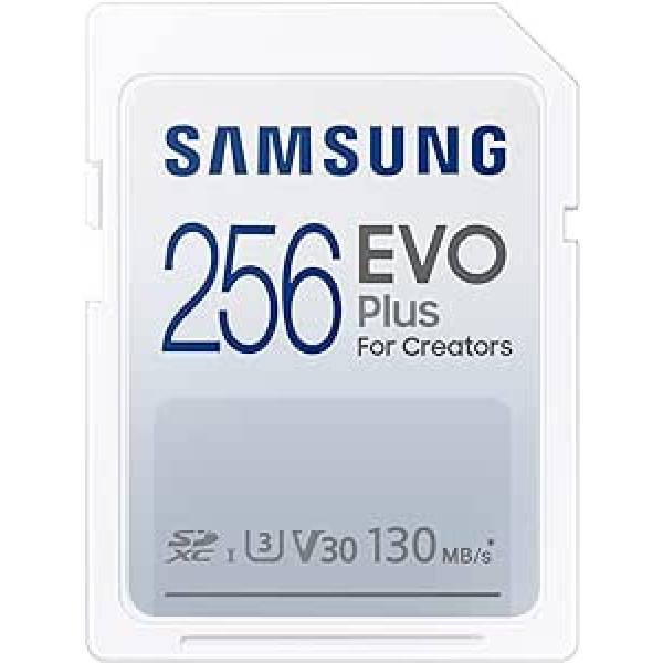 Samsung EVO Plus 256GB SDXC UHS-I U3 Full HD 130MB/s Read Memory Card for SLR and System Cameras MB-SC256K/EU