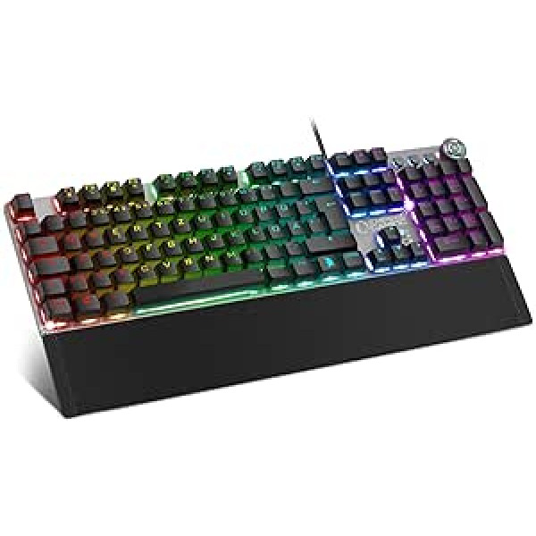 EMPIRE GAMING Stardust Gamer tastatūra - Opto-mehāniskie taustiņi - RGB LED fona apgaismojums - Spēlētāju programmēšanas programmatūra - Noņemama plaukstu balsts (QWERTZ, vācu)