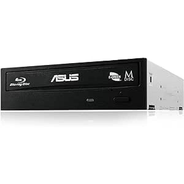 Asus BW-16D1HT klusais iekšējais Blu-Ray rakstītājs (16x BD-R (SL), 12x BD-R (DL), 16x DVD ± R), lielapjoma, BDXL, Sata, melns