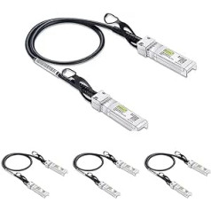 10Gtek Pack of 4 SFP+ DAC Twinax Cable 0.25 m (0.8 ft), 10G SFP+ to SFP+ Direct Attach Copper Passive Cable for Cisco, Ubiquiti UniFi, TP-Link, Netgear, D-Link, Zyxel, Mikrotik and More