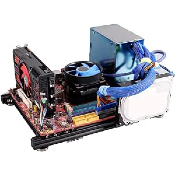 DIY Open PC Case, Aluminium Alloy M-ATX Overclocking Test Platform Computer Case, Made of High-Quality 20 x 20 Aluminium Alloy Material, Supports ATX Ordinary Large Power Supply