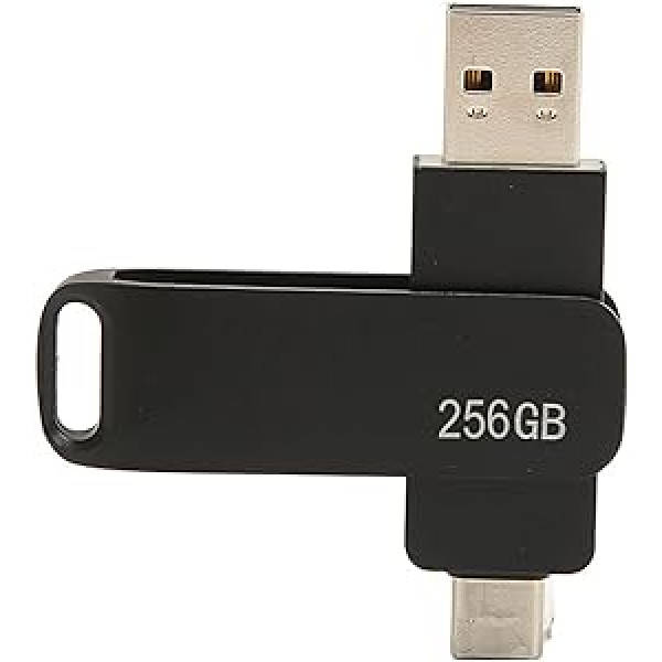 Tālruņa atmiņas karte, USB 3.0 C tips, 2 in-1 metāla rotējošs portatīvais zibatmiņas disks, USB Memory Stick, ārējā atmiņa, zibatmiņas disks, saderīgs ar tālruni, planšetdatori, klēpjdators, attēlu atmiņa (melns 256 GB)