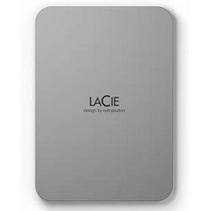 LaCie MOBILE DRIVE V2 Moon 1TB pārnēsājams ārējais cietais disks 2,5 collu Mac un PC sudraba krāsā, ietver 2 gadu glābšanas dienesta modeļa numuru: STLP1000400