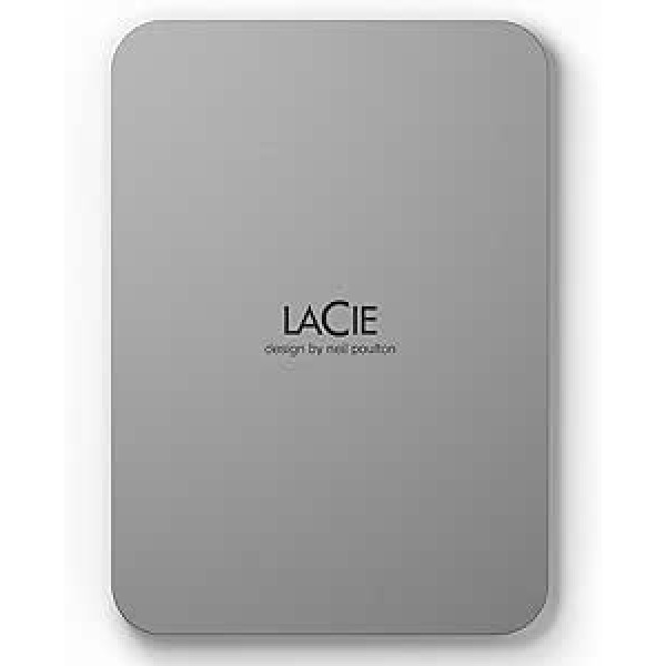 LaCie MOBILE DRIVE V2 Moon 1TB pārnēsājams ārējais cietais disks 2,5 collu Mac un PC sudraba krāsā, ietver 2 gadu glābšanas dienesta modeļa numuru: STLP1000400