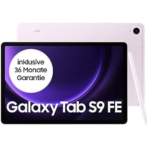 Samsung Galaxy Tab S9 FE Android planšetdators, 128 GB atmiņa, ar pildspalvu (S Pen), ilgs akumulatora darbības laiks, bez līguma bez Simlock, WiFi, lavanda, iekļauta 12 mēnešu garantija [ekskluzīvi Amazon]