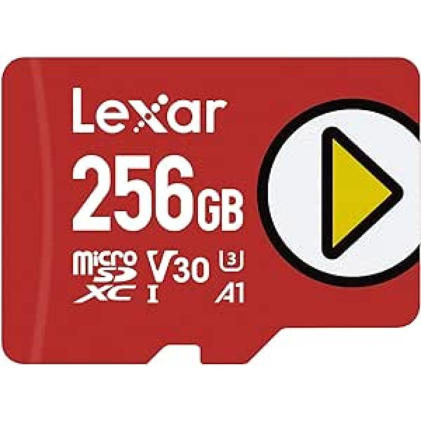 Lexar Play Micro SD karte 256 GB, microSDXC UHS-I karte, lasīšanas ātrums līdz 150 MB/s, atmiņas karte Micro SD, TF karte, kas saderīga ar slēdzi, mobilie tālruņi un planšetdatori (LMSPLAY256G-BNNAG)