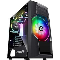 Empire Gaming — PC Gamer Case Onyx — ARGB Middle Tower ATX, mATX, ITX — 4 adresējami RGB LED ventilatori (1x200mm un 3x120mm) — rūdīta stikla sānu panelis