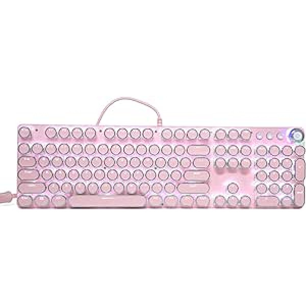 Mechanical Gaming Keyboard, QWERTY Wired Keyboard with Linear Action, PC Gaming Keyboard of 9 Different Illuminated Modes, 104 Keys Mechanical Keyboard for PC Gamers and Work, Pink