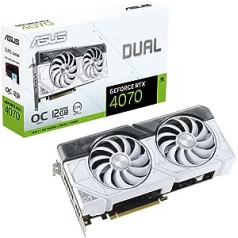 ASUS Dual GeForce RTX 4070 OC White Edition 12GB GDDR6X spēļu grafikas karte (NVIDIA GeForce RTX4070 DLSS3, PCIe 4.0, 1x HMDI 2.1, 3X DisplayPort 1.4a, DUAL-RTX4070-WHITE12G) White