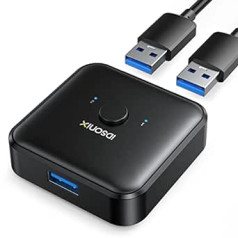 iDsonix USB slēdzis 3.0, divvirzienu USB slēdzis 2 datora USB slēdzis 2 vienā izejā (1 in 2 Out) USB KVM slēdzis personālajam datoram, printerim, skenerim, tastatūrai, 2 datoriem, koplietojiet 1 USB ierīci