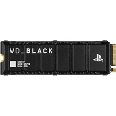 WD_BLACK SN850P 2TB NVMe SSD, kas oficiāli licencēts PS5 konsolēm (iekšējais spēļu SSD; optimizēts dzesētājs; PCIe Gen4 tehnoloģija, lasīšanas ātrums līdz 7300 MB/s, M.2 2280)