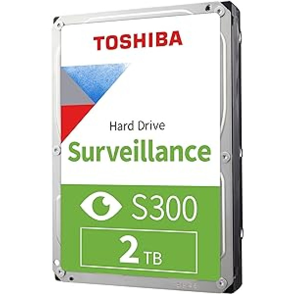 Toshiba 2TB S300 novērošanas cietais disks — 3,5 collu SATA iekšējais cietais disks atbalsta līdz 64 HD kamerām ar 180 TB gadā darba slodzi (HDWT720UZSVA)