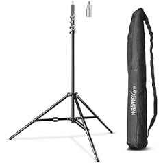 Walimex Pro GN-806 Lamp Tripod Maximum Working Height 215 cm Load Capacity 5 kg, 1/4 and 3/8 inch threaded connector, black