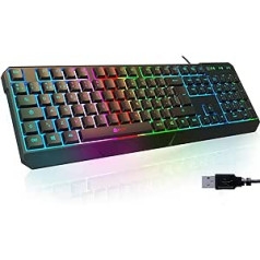 KLIM Chroma Gamer tastatūra ar USB kabeli — augsta veiktspēja — krāsains apgaismojums (melns) RGB PC Windows, Mac, PS4