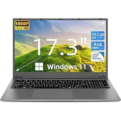 SGIN 17 collu klēpjdators, 8 GB RAM 512 GB SSD piezīmjdators, Celeron Dual Core, līdz 2,8 GHz, 1920 x 1080 FHD, 2,4/5,0 G WiFi, 4,2 bluetooth, paplašināma atmiņa 512 GB TF