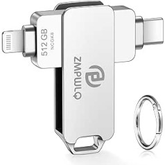 MFi sertificēts 512 GB iPhone Photo Stick USB zibatmiņas disks iPhone Memory Stick iPhone atmiņas paplašinājums Photo Stick Lightning USB-C zibatmiņas ārējā atmiņa iPad dublējums Foto USB zibatmiņa iOS