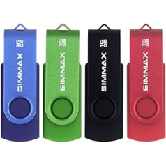 SIMMAX USB zibatmiņas karte 16 GB Memory Stick Grozāma dizaina USB zibatmiņas diski Zip Drives Pack of 5