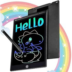 LCD rakstāmdēlis, 12 collu krāsaina ekrāna zīmēšanas tāfele, elektroniskais planšetdators, grafiskais planšetdators, digitālais zīmēšanas bloks, atkārtota rakstīšana un zīmēšana, bērnu rotaļlieta (melna)