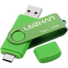 LEIZHAN USB C tipa atmiņas karte 128 GB zibatmiņas disks OTG (On The Go) 2 in-1 USB C Memory Stick C tipa viedtālrunim un MacBook (128 GB, zaļš)