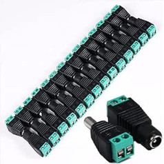 60pcs 30 Pairs Upgraded DC Power Plug Adapters:30pcs Male + 30pcs Female with a 2.1x5.5mm DC Power Plug for CCTV Camera and LED Strip Light Cable