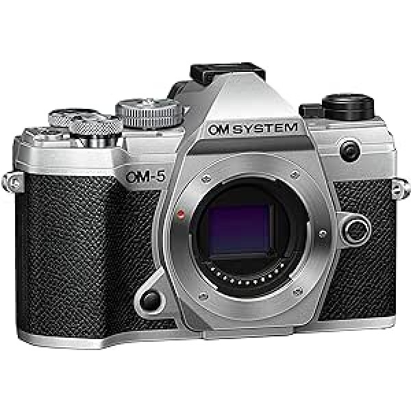 OM SISTĒMA OM-5 Micro Four Thirds Systemkamera, 20 MP Live MOS sensors, optimizēts 5-Achsen-Bildstabilizierung, IP53, Rokas augstas izšķirtspējas kamera, Silber