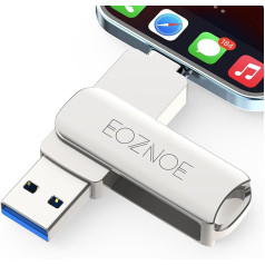 EOZNOE USB zibatmiņa iPhone 64 GB, liela ātruma USB 3.0 iPhone zibatmiņas diska ārējā atmiņa, lai iegūtu vairāk fotoattēlu un videoklipu, metāla fotoattēlu kartes atmiņas karte iPhone/iPad/Android/personālajam datoram