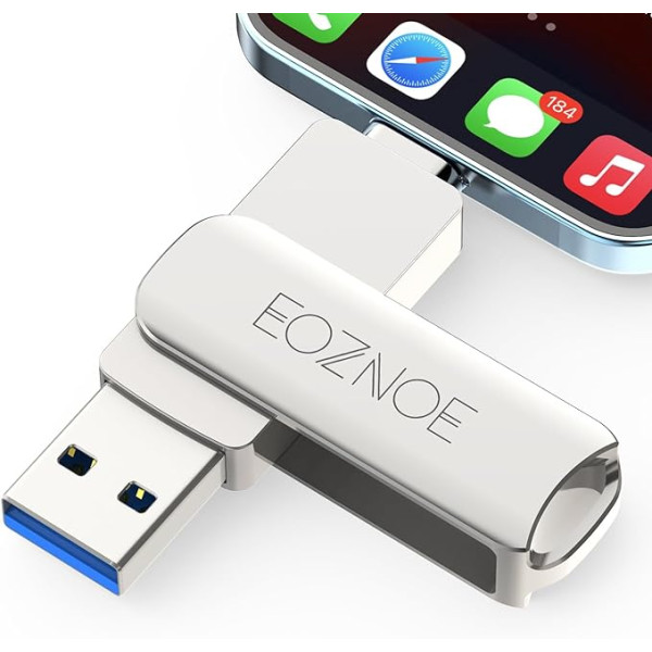 EOZNOE USB Stick for iPhone 64 GB, High Speed USB 3.0 iPhone Flash Drive External Memory for More Photos and Videos, Metal Photo Stick Memory Stick for iPhone/iPad/Android/PC