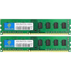 Rasalas PC3L-12800U 8GB komplekts (2X 4GB) DDR3 1600 Ram 8GB PC3L 12800 DDR3 8GB 2Rx8 DDR3 Udimm 1.35V CL11 RAM atmiņas modulis galddatoram