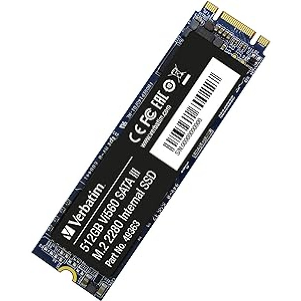 Verbatim Vi560 S3 SSD iekšējais SSD ar 512 GB datu glabāšanas cietvielu disku ar SATA III M.2 2280 un 3D NAND tehnoloģiju Melns Ideāli piemērots piezīmjdatoriem un Ultrabook datoriem