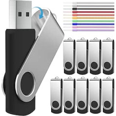 USB zibatmiņas zibatmiņa, 8 GB 10 Stück 2.0 atmiņas kartes — Einklappbar Speicherstick 8 GB zibatmiņas disks — FEBNISCTE Schwarz Pendrive Datenablage USB Flash Laufwerke