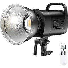 NEEWER Uzlabota CB60 70 W LED video gaisma 5600 K dienas gaismas COB nepārtraukta gaisma ar CRI 97+/TLCI 97+/9000Lux@1M/Bowens turētāju un 2,4 G bezvadu tālvadības pulti studijai/āra fotografēšanai/YouTube (melns)