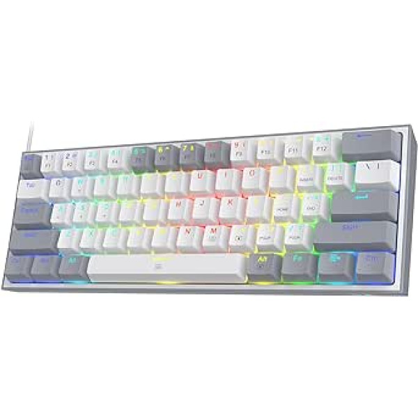 Redragon K617 Fizz 60% Wired RGB Gaming Keyboard, 61 Keys Compact Mechanical Keyboard, Linear Red Switch, Pro Software Supported