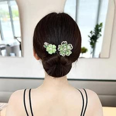 Nnbwlmaee Flower Hair Bun Roller, Vaļa astes Rhinestone ziedu matu sprādze, Ins Style Elegant Lazy Hair Curling, Lazy Hair Curling Deft Bun Maker, French Bun Hair Accessories (P)