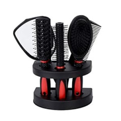 Sahgsa Salon Hair Brush Set Hair Comb 5 Pieces Women's Hair Care Velvet Touch Paddle Hair Brush Comb Mirror and Holder Stand Set Hair Care Massage Brush