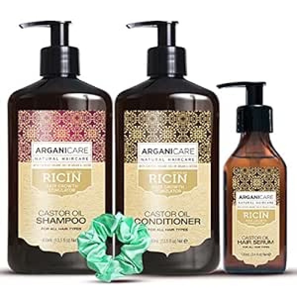 Arganicare - Castor šampūns 400 ml - Kondicionieris 400 ml + 1 Random Color Scrunchie