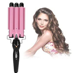 Semme Hair Curling Iron, Portable Temperature Adjustable 3 Barrels Ceramic Wave Iron Magic Wand Curler DIY Curly Hair Styling Tools 32 mm