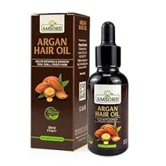 Amsord argana matu eļļa - dabīgs Marokas argana eļļas ekstrakts, atdzīvina un izlīdzina plānus, nespodrus, sprogainus matus, visiem matu tipiem