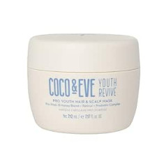 Coco & Eve Pro Youth Hair Mask Anti-Ageing Matu maska stiprumam, mirdzumam un apjomam. Regulē blaugznas veselīgai galvas ādai. Ar medu, retinolu un probiotikām mitrinātiem matiem. (7,17 fl unces / 212 ml)