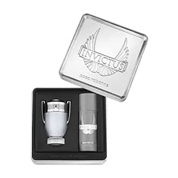 Paco Rabanne Invictus komplekts vīriešiem/vīriešiem, tualetes ūdens izsmidzināms/izsmidzināms 100 ml, izsmidzināms dezodorants/izsmidzināms līdzeklis 150 ml, 1. iepakojums (1 x 250 ml)