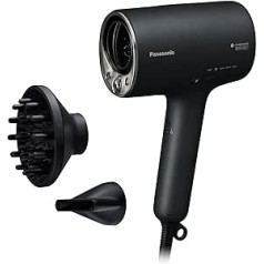 Panasonic EH-NA0J-N825 nanoe™ MOISTURE+ un minerālu matu žāvētājs, difuzors un koncentratora sprausla, viedie sensori, karstā un aukstā maiņas režīms, ādas kopšana, galvas āda un matu padomi, 1600 W, melns