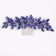 Chargances Bridal Royal Blue Crystal Hair Comb Kāzu Rhinestone Comb Mode ar rokām darināts matu aksesuārs Mazs galvassega sieviešu līgavas māsu meitenēm (Royal Blue)