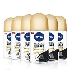 Nivea dezodorants (Black & White Invisible Silky Smooth) - 6 x 50 ml (kopā 300 ml)