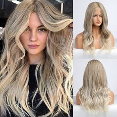 Blonde Unicorn Ombre brūnas mežģīņu priekšējās parūkas sievietēm, garas viļņotas vidusdaļas mežģīņu priekšējās parūkas Sintētiskā matu parūka Dabīgas parūkas (pelnu blonda parūka)