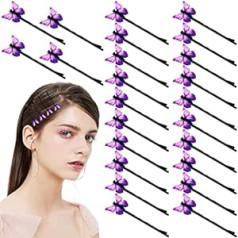 Aswewamt Pack of 24 Purple Butterfly Hair Clips, Mini Pony Clips, Non-Slip Hair Clips, Hair Accessories for Girls and Women