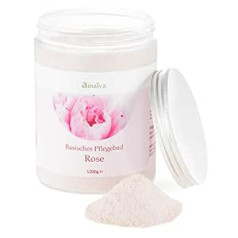 Amaiva Naturprodukte Base Bath Rose 1200 g (pamata vannas sāls — pamata ķermeņa kopšanai, pamata vannām, kāju vannām un ietīšanas līdzekļiem ar ūdens pH vērtību virs 7,5)